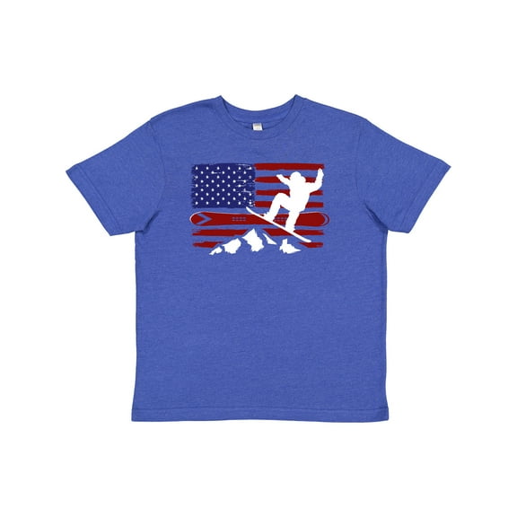 Inktastic Snowboarding Us Flag Youth T-Shirt