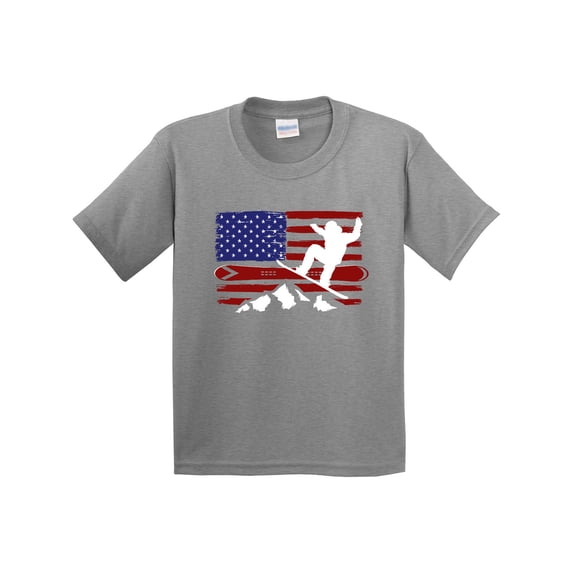 Inktastic Snowboarding Us Flag Youth T-Shirt