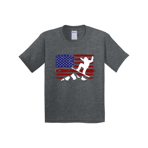 Inktastic Snowboarding Us Flag Youth T-Shirt