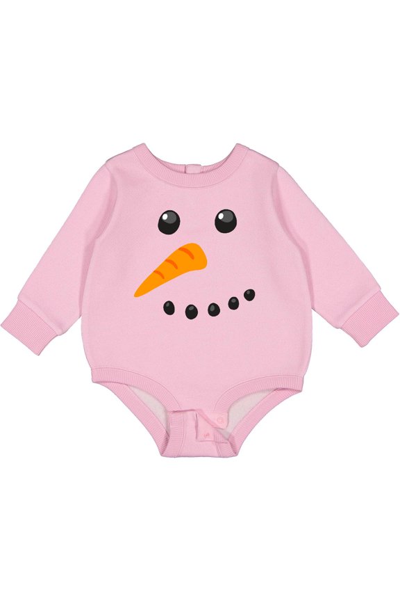 Snowman Face Baby Fleece Bodysuit