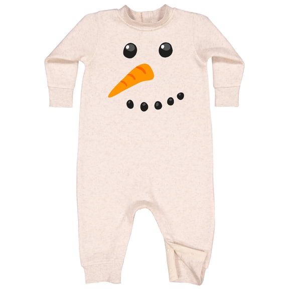 Inktastic Snowman Face Baby Fleece Romper