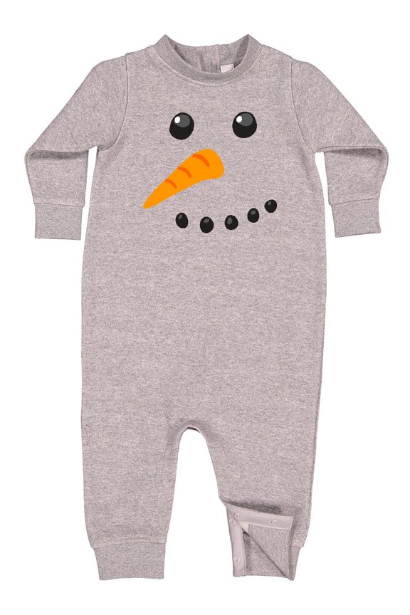 Snowman Face Baby Fleece Romper