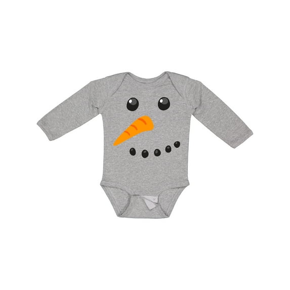 Inktastic Snowman Face Boys or Girls Long Sleeve Baby Bodysuit
