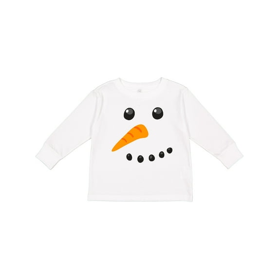 Inktastic Snowman Face Boys or Girls Long Sleeve Toddler T-Shirt