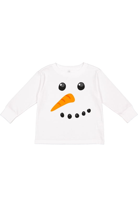 Snowman Face Boys or Girls Long Sleeve Toddler T-Shirt
