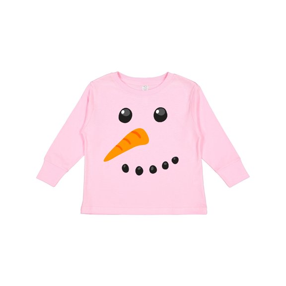 Inktastic Snowman Face Boys or Girls Long Sleeve Toddler T-Shirt