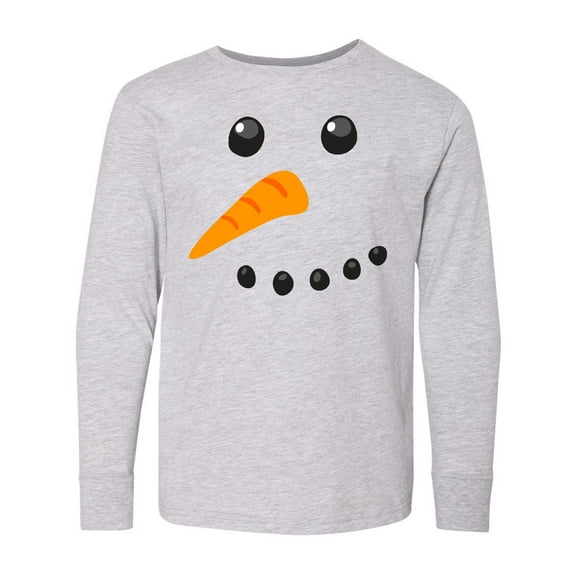 Inktastic Snowman Face Long Sleeve Youth T-Shirt
