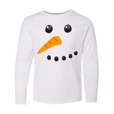 Inktastic Snowman Face Long Sleeve Youth T-Shirt