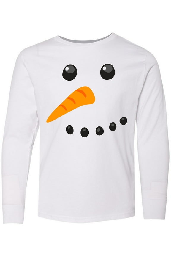 Snowman Face Long Sleeve Youth T-Shirt