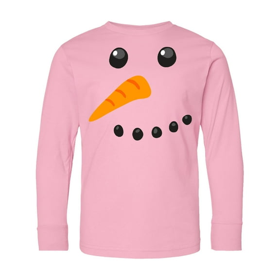 Inktastic Snowman Face Long Sleeve Youth T-Shirt