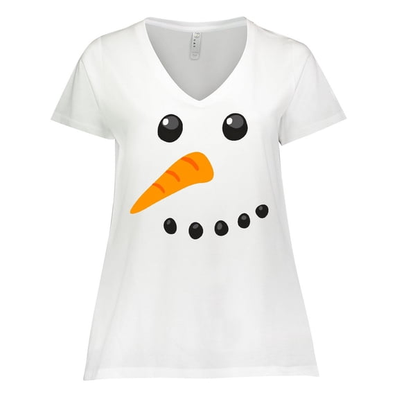 Inktastic Snowman Face Women's Plus Size V-Neck T-Shirt