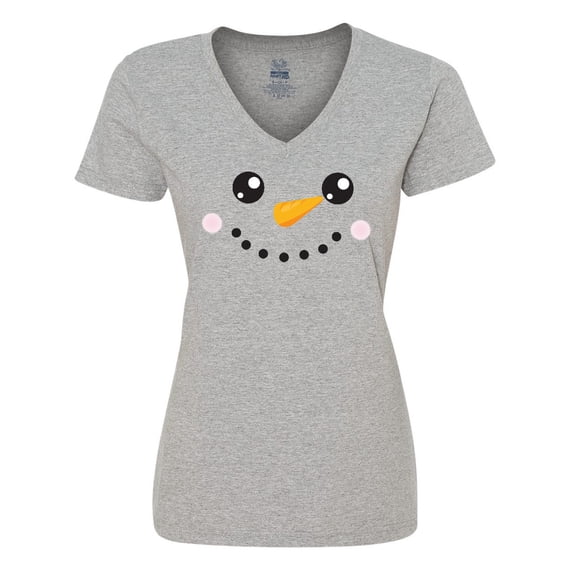 Inktastic Snowman Head, Snowman Face, Carrot Nose Women's V-Neck T-Shirt