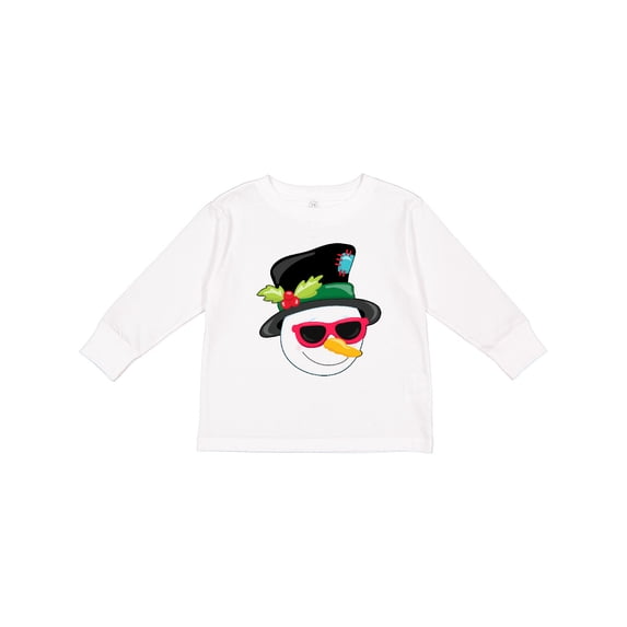 Inktastic Snowman Head with Sunglasses Boys or Girls Long Sleeve Toddler T-Shirt