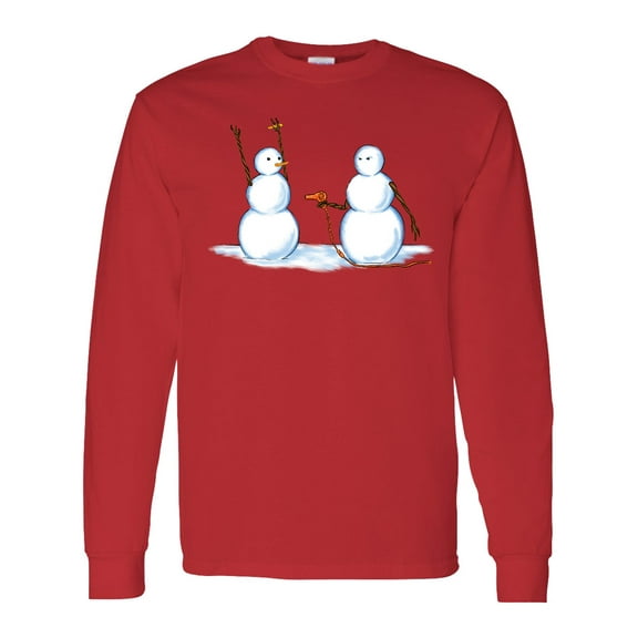 Inktastic Snowman Stickup with Hairdryer Long Sleeve T-Shirt
