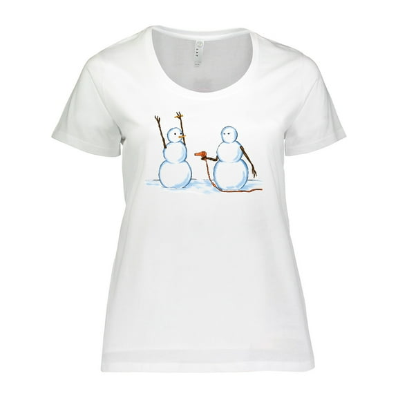 Inktastic Snowman Stickup with Hairdryer Women's Plus Size T-Shirt