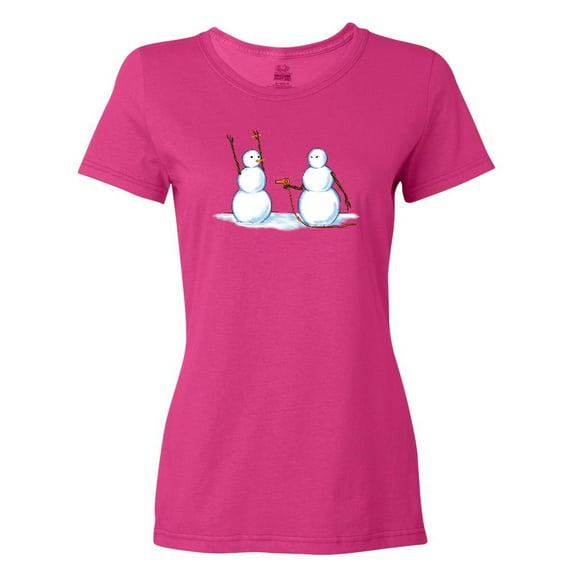 Inktastic Snowman Stickup with Hairdryer Women's T-Shirt