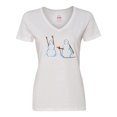 thumbnail image 1 of Inktastic Snowman Stickup with Hairdryer Women's V-Neck T-Shirt, 1 of 5