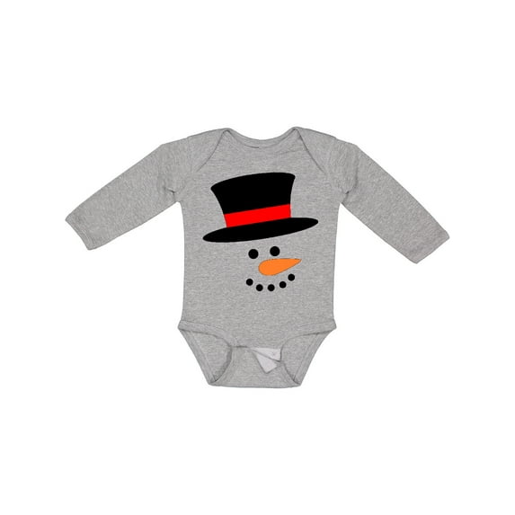 Inktastic Snowman with Top Hat and Carrot Nose Boys or Girls Long Sleeve Baby Bodysuit