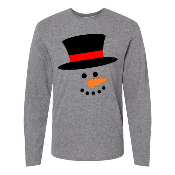 Inktastic Snowman with Top Hat and Carrot Nose Long Sleeve T-Shirt
