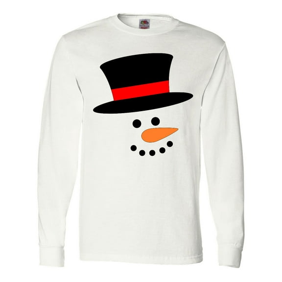 Inktastic Snowman with Top Hat and Carrot Nose Long Sleeve T-Shirt