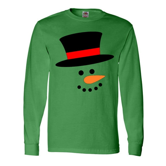 Inktastic Snowman with Top Hat and Carrot Nose Long Sleeve T-Shirt