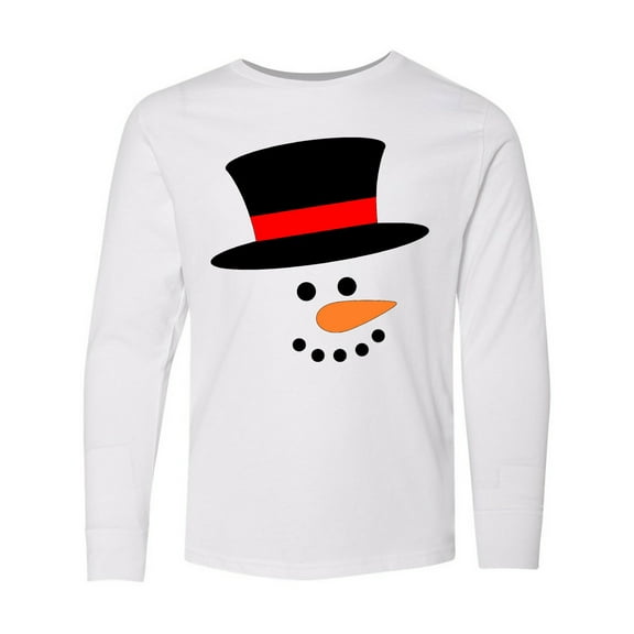 Inktastic Snowman with Top Hat and Carrot Nose Long Sleeve Youth T-Shirt
