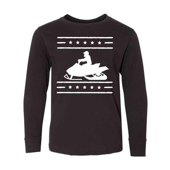 Inktastic Snowmobile Gift Silhouette Long Sleeve Youth T-Shirt