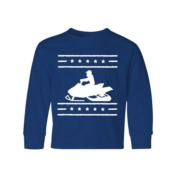 Inktastic Snowmobile Gift Silhouette Long Sleeve Youth T-Shirt