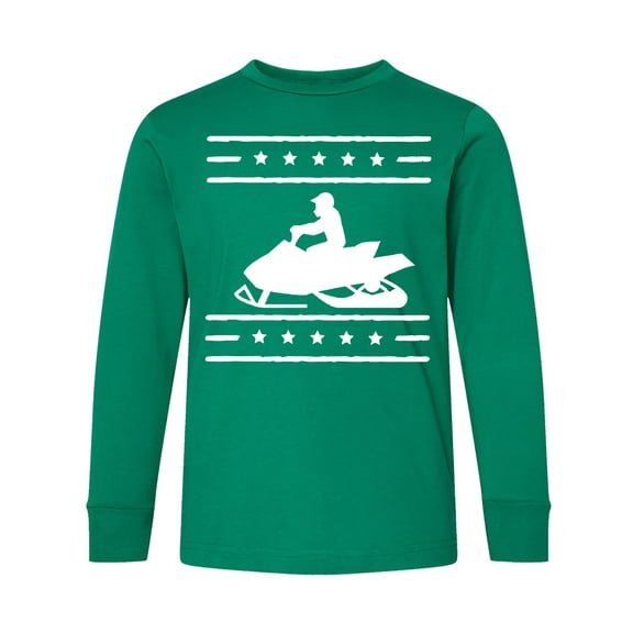 Inktastic Snowmobile Silhouette Long Sleeve Youth T-Shirt
