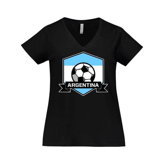 Inktastic Soccer Argentina Flag Banner Women's Plus Size V-Neck T-Shirt