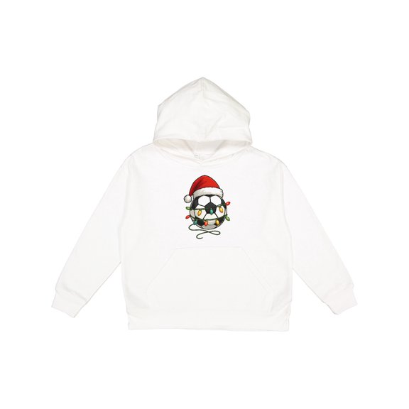 Inktastic Soccer Ball Christmas Lights Santa Hat Youth Hoodie Sweatshirt