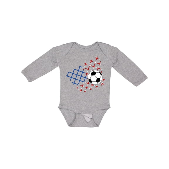 Inktastic Soccer Ball, Net with American Flag Colors Boys or Girls Long Sleeve Baby Bodysuit