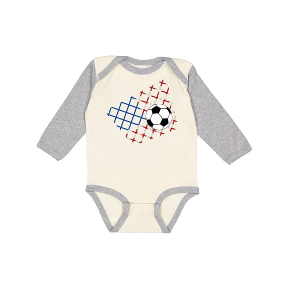 Inktastic Soccer Ball, Net with American Flag Colors Boys or Girls Long Sleeve Baby Bodysuit