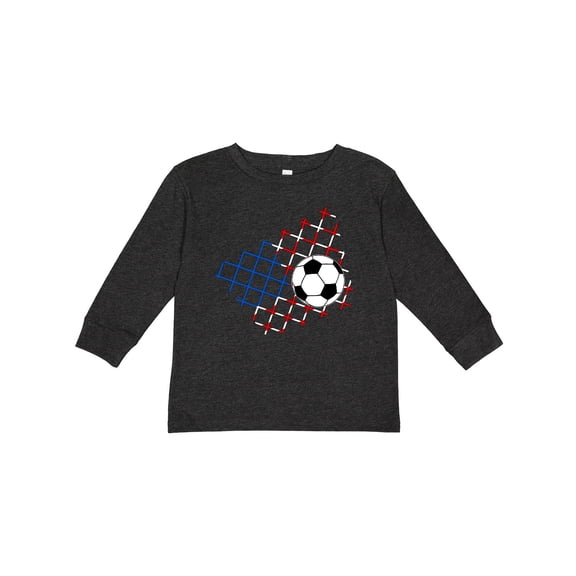 Inktastic Soccer Ball, Net with American Flag Colors Boys or Girls Long Sleeve Toddler T-Shirt