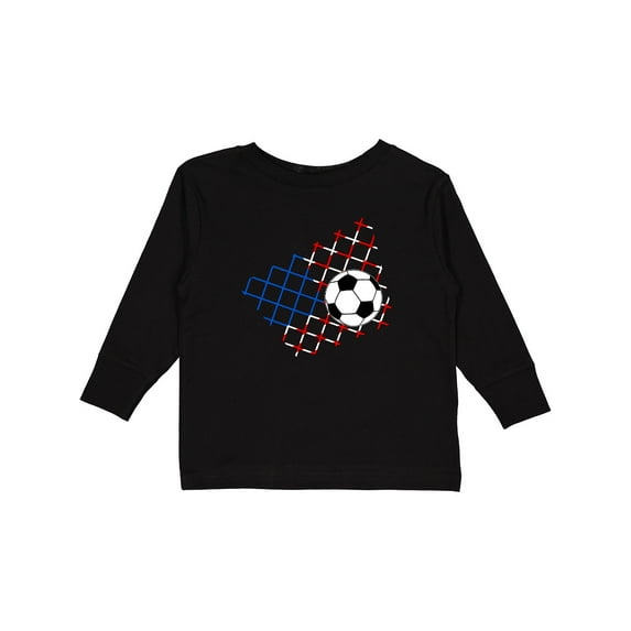 Inktastic Soccer Ball, Net with American Flag Colors Boys or Girls Long Sleeve Toddler T-Shirt