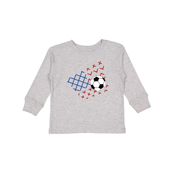 Inktastic Soccer Ball, Net with American Flag Colors Boys or Girls Long Sleeve Toddler T-Shirt