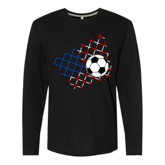 Inktastic Soccer Ball, Net with American Flag Colors Long Sleeve T-Shirt