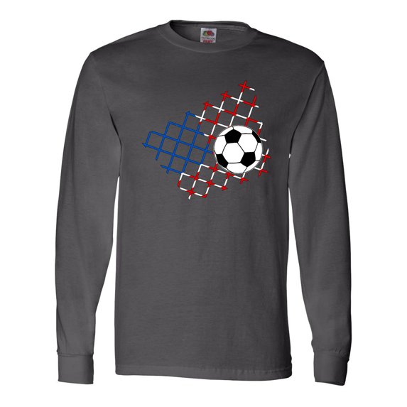 Inktastic Soccer Ball, Net with American Flag Colors Long Sleeve T-Shirt