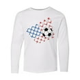 thumbnail image 1 of Inktastic Soccer Ball, Net with American Flag Colors Long Sleeve Youth T-Shirt, 1 of 5