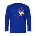 thumbnail image 1 of Inktastic Soccer Ball, Net with American Flag Colors Long Sleeve Youth T-Shirt, 1 of 5