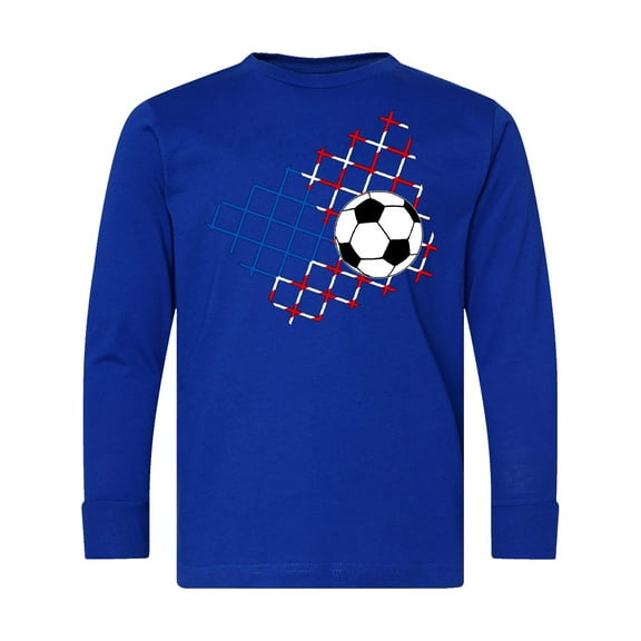 Inktastic Soccer Ball, Net with American Flag Colors Long Sleeve Youth T-Shirt