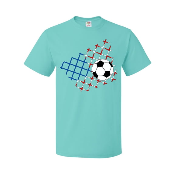 Inktastic Soccer Ball, Net with American Flag Colors T-Shirt