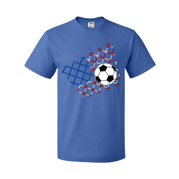 Inktastic Soccer Ball, Net with American Flag Colors T-Shirt