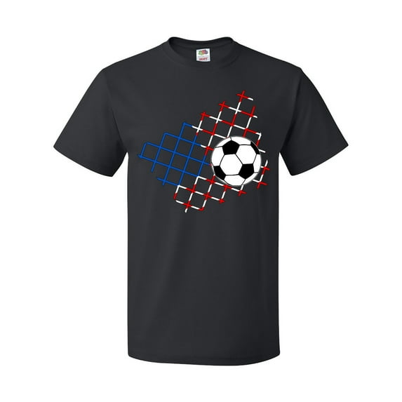 Inktastic Soccer Ball, Net with American Flag Colors T-Shirt