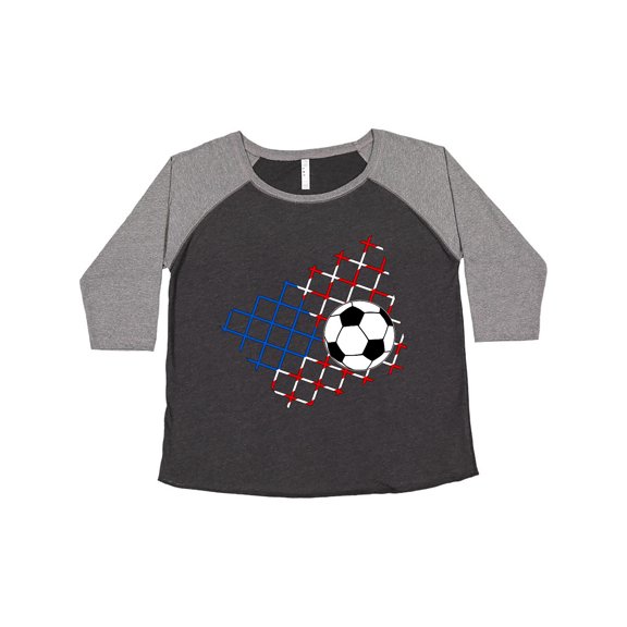 Inktastic Soccer Ball, Net with American Flag Colors Women's Plus Size T-Shirt