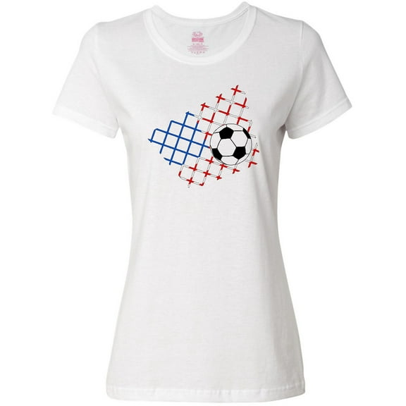 Inktastic Soccer Ball, Net with American Flag Colors Women's T-Shirt