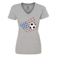 thumbnail image 1 of Inktastic Soccer Ball, Net with American Flag Colors Women's V-Neck T-Shirt, 1 of 5