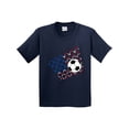 thumbnail image 1 of Inktastic Soccer Ball, Net with American Flag Colors Youth T-Shirt, 1 of 5