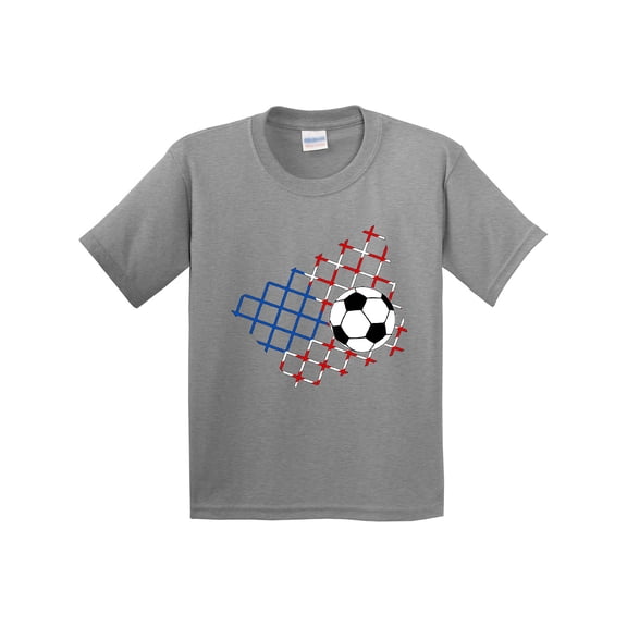Inktastic Soccer Ball, Net with American Flag Colors Youth T-Shirt