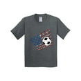 thumbnail image 1 of Inktastic Soccer Ball, Net with American Flag Colors Youth T-Shirt, 1 of 5